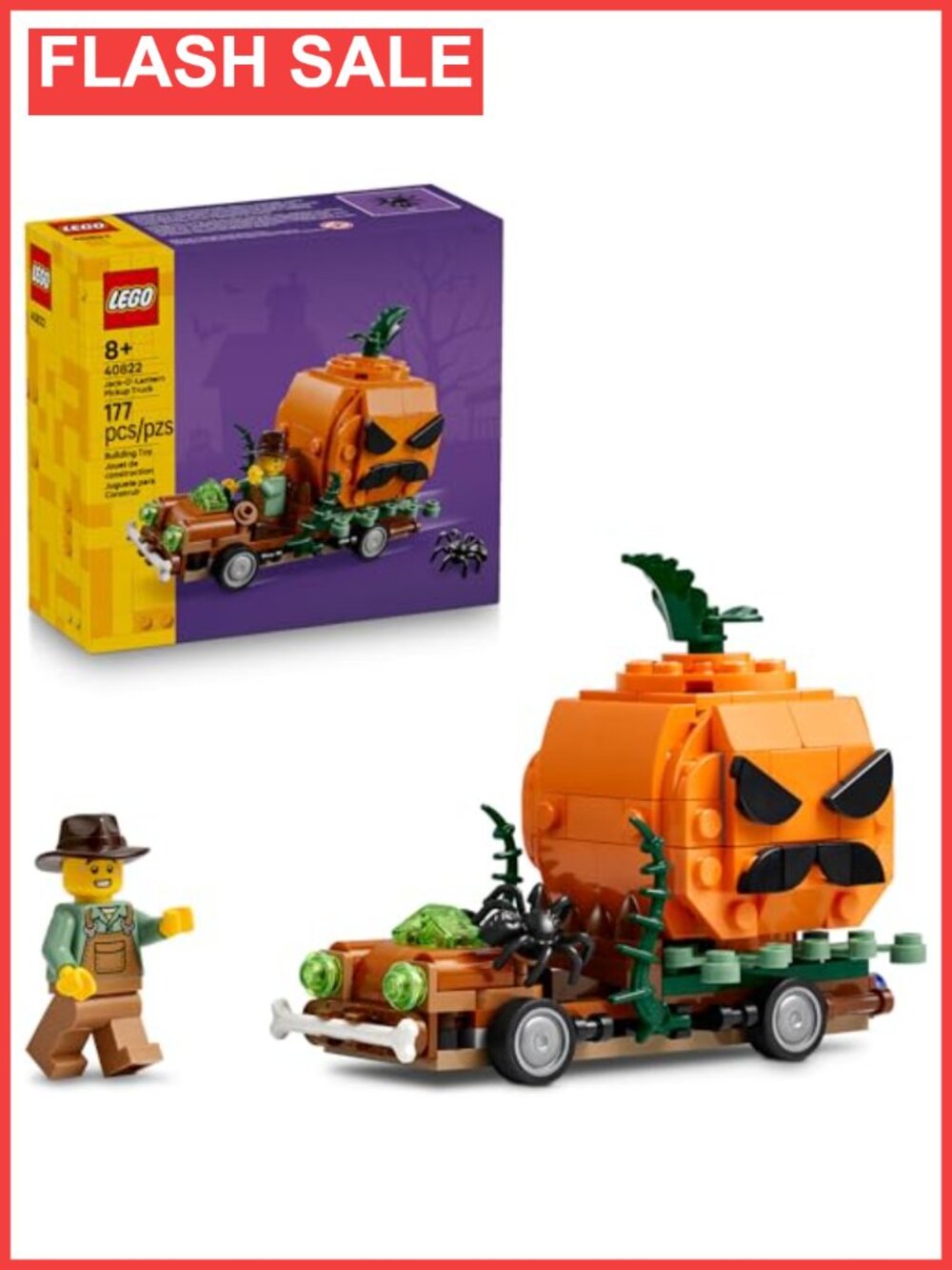 LEGO Jack-O'-Lantern Pickup Truck Building Set 177 Pieces Halloween Toy